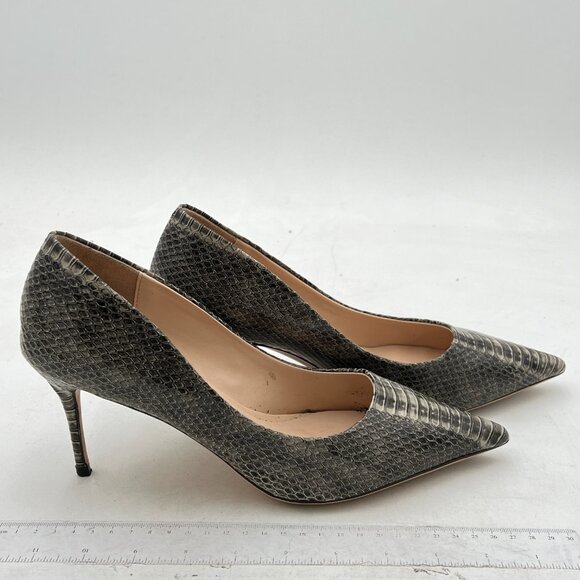 YDN Grey Snake Print High Heel Pumps Pointed Toe Dress Shoes for Office Lady - Picture 4 of 8